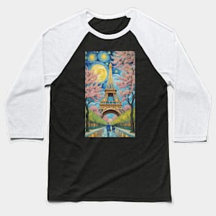 Eiffel Tower Dreams: Van Gogh's Parisian Night Baseball T-Shirt